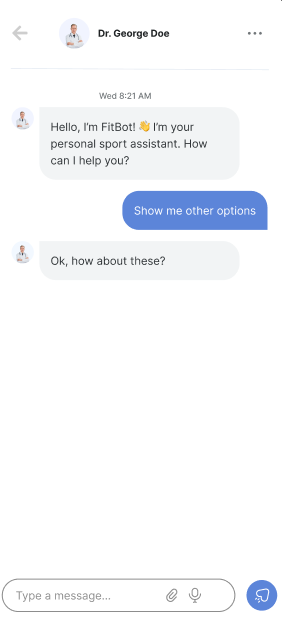 Shifaa chat between a patient and a doctor